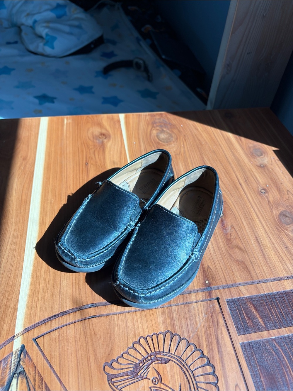 Johnston & Murphy Black Kids Leather Slip-On Loafers